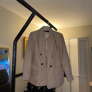 Zara Beige Textured Blazer